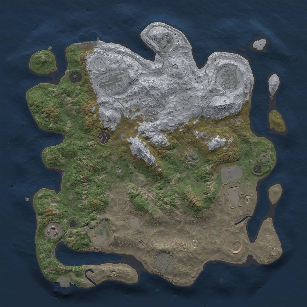 Rust Map: Procedural Map, Size: 3750, Seed: 274069108, 17 Monuments