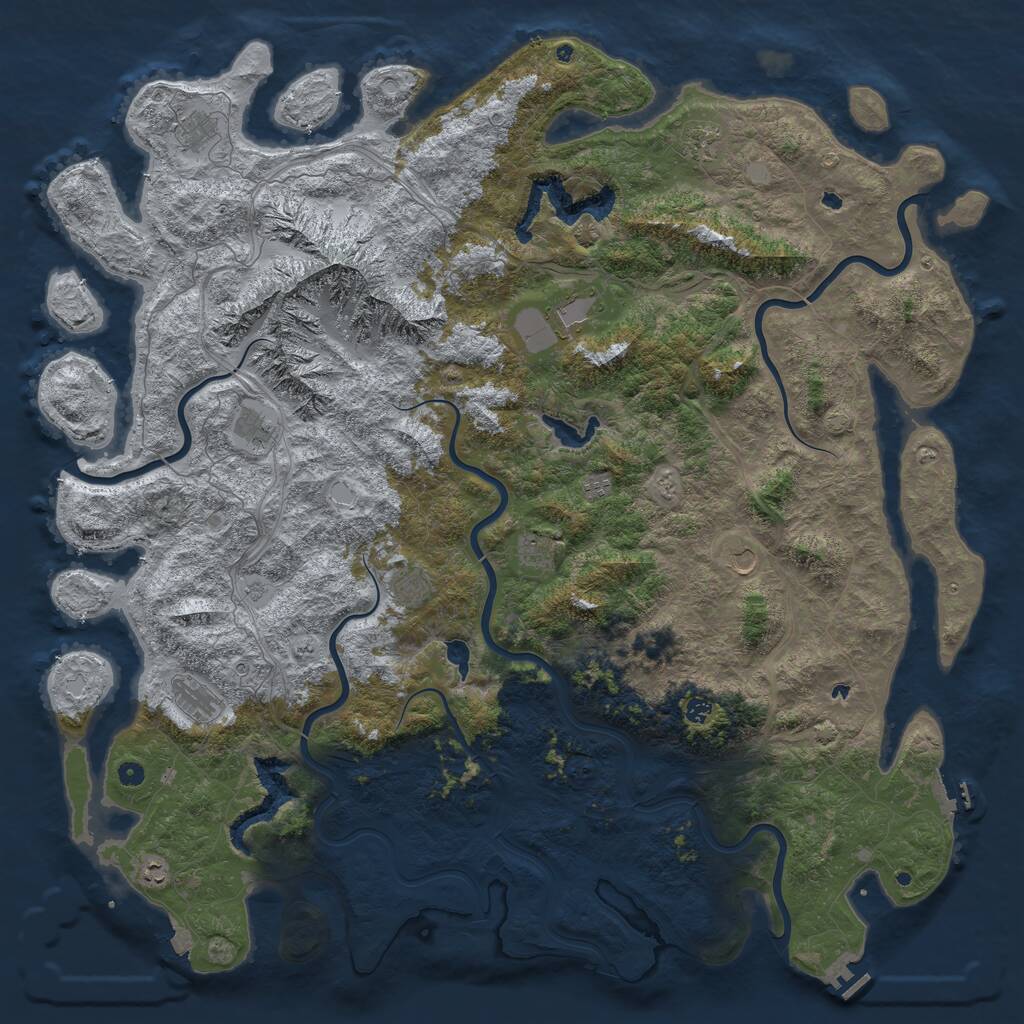 Rust Map: Procedural Map, Size: 6000, Seed: 16070542, 17 Monuments