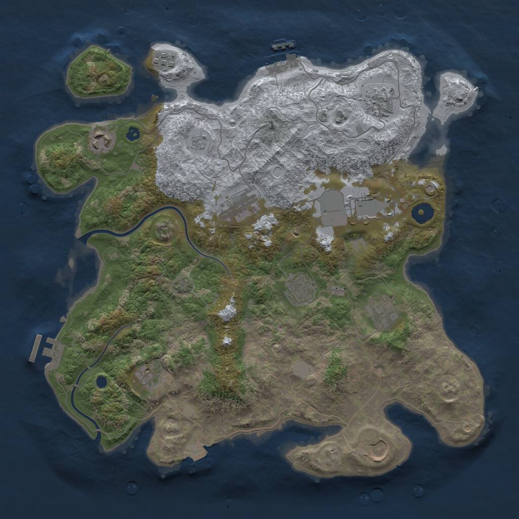 Rust Map: Procedural Map, Size: 3700, Seed: 2112258724, 14 Monuments