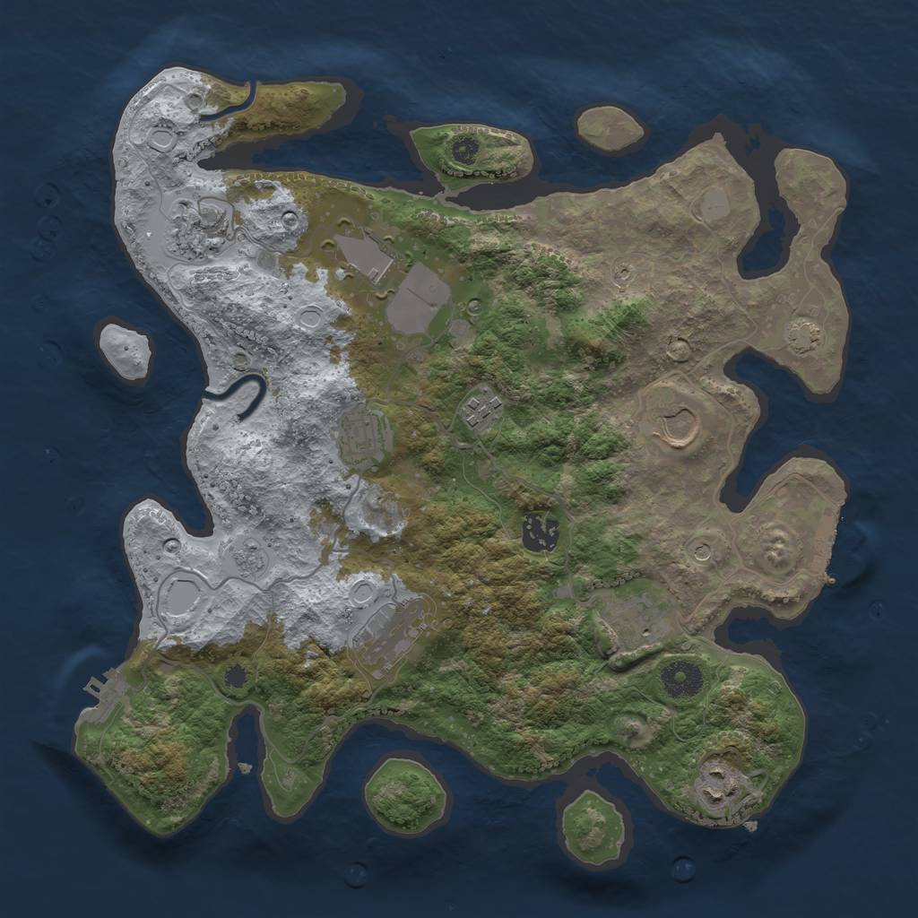 Rust Map: Procedural Map, Size: 3500, Seed: 238504071, 17 Monuments