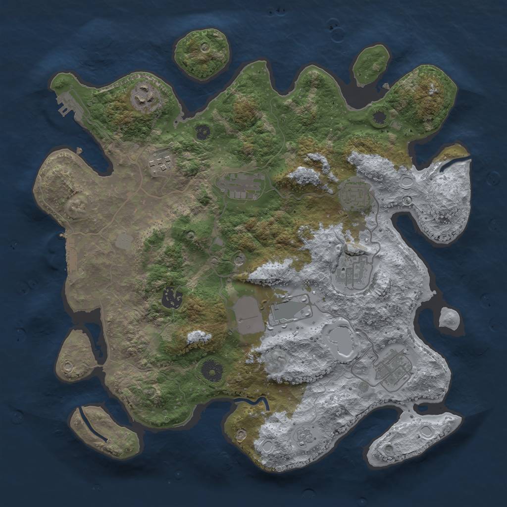 Rust Map: Procedural Map, Size: 3500, Seed: 2005030343, 15 Monuments