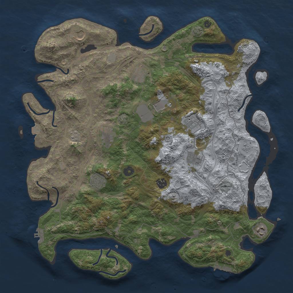 Rust Map: Procedural Map, Size: 4300, Seed: 1139222629, 18 Monuments