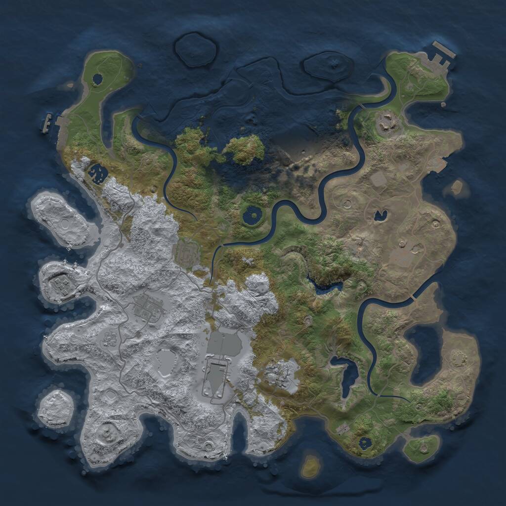 Rust Map: Procedural Map, Size: 4000, Seed: 87654321, 15 Monuments