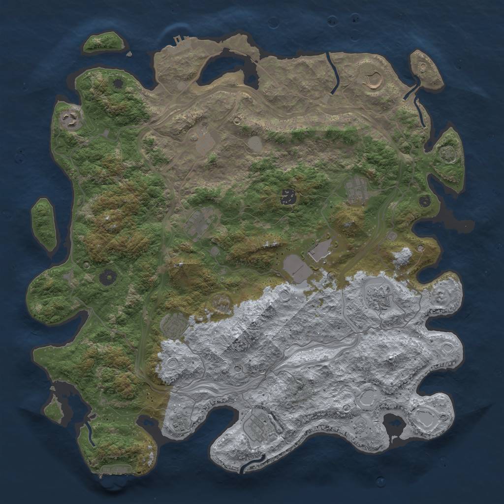 Rust Map: Procedural Map, Size: 4500, Seed: 4543209, 19 Monuments