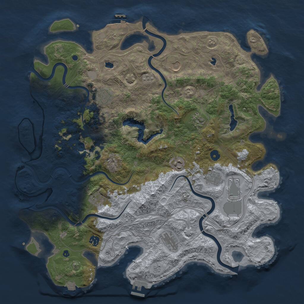 Rust Map: Procedural Map, Size: 4500, Seed: 4543209, 16 Monuments