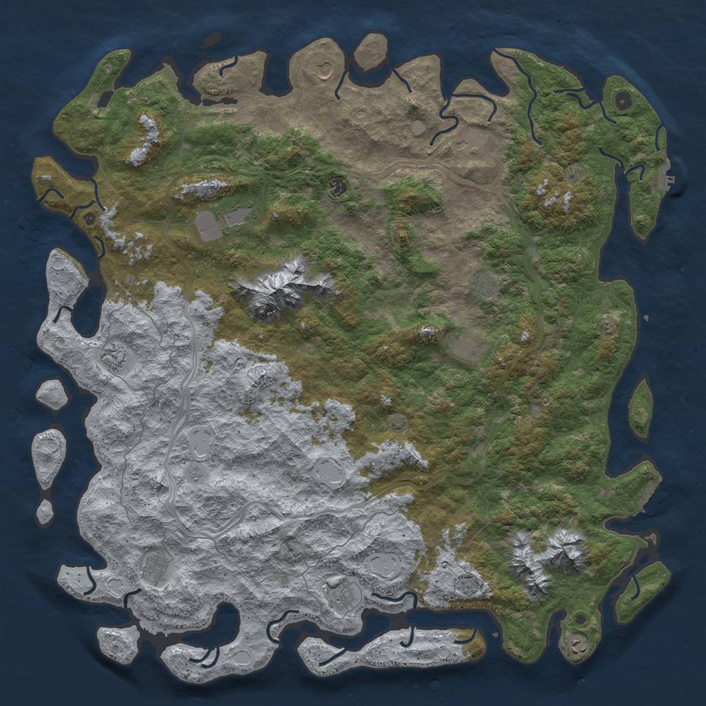Rust Map: Procedural Map, Size: 6000, Seed: 190866025, 19 Monuments