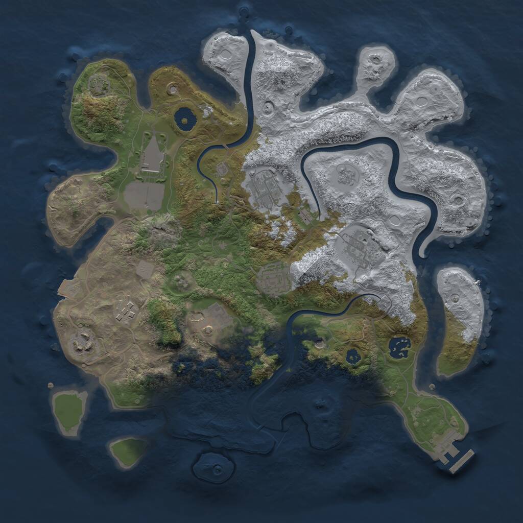 Rust Map: Procedural Map, Size: 3500, Seed: 66311045, 13 Monuments