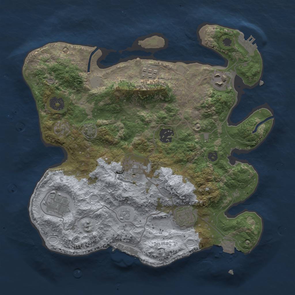 Rust Map: Procedural Map, Size: 3000, Seed: 1328003426, 13 Monuments