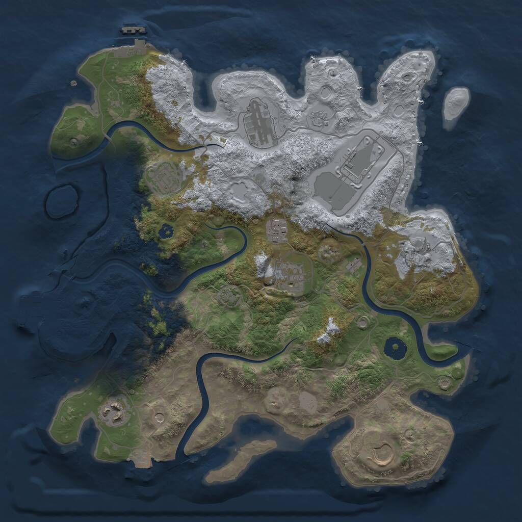 Rust Map: Procedural Map, Size: 3500, Seed: 2130203623, 14 Monuments