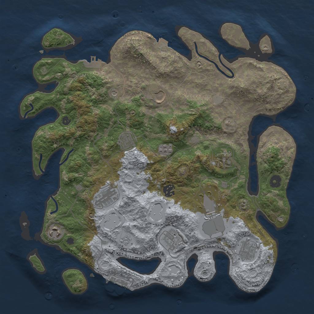 Rust Map: Procedural Map, Size: 3800, Seed: 92617, 18 Monuments