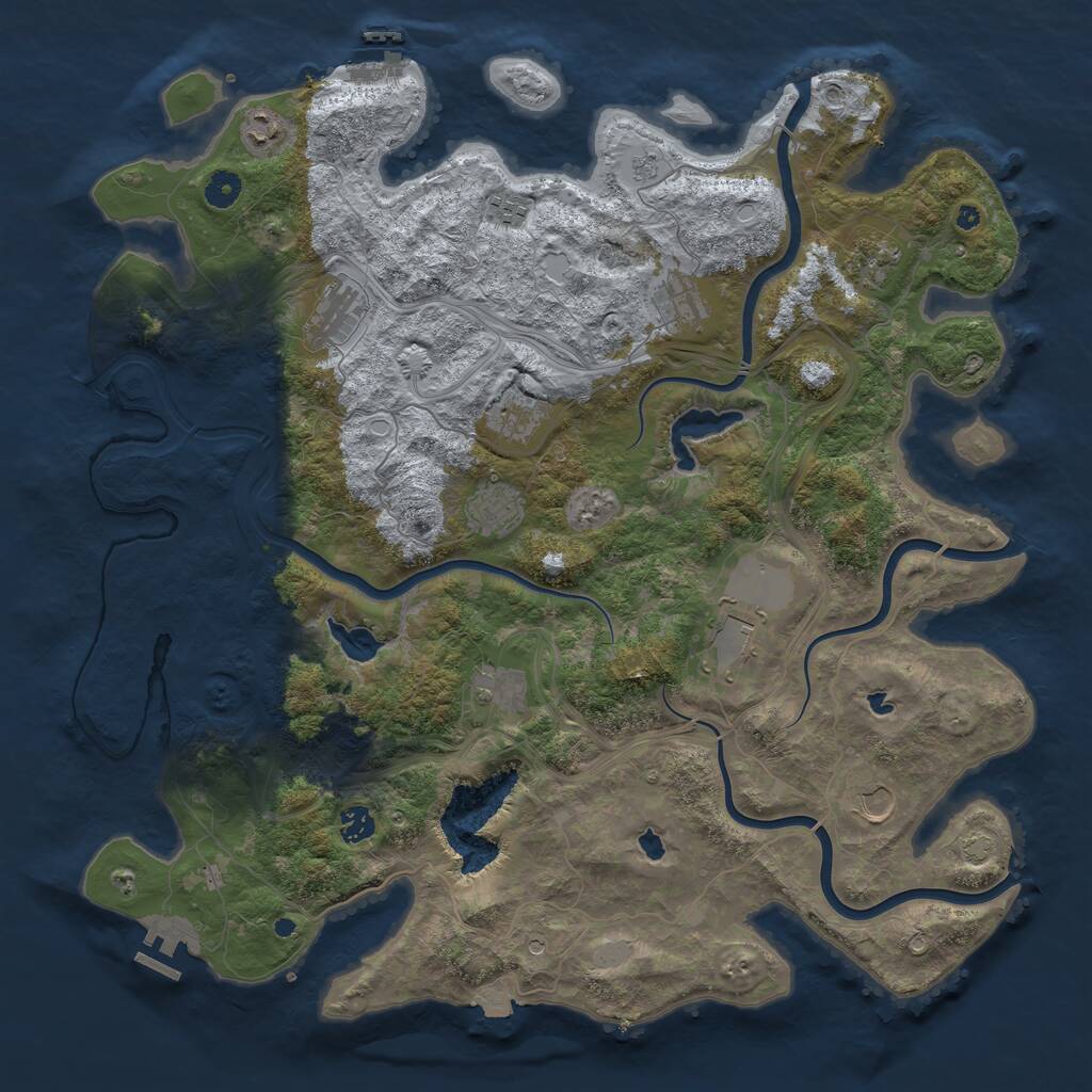 Rust Map: Procedural Map, Size: 4500, Seed: 1946526750, 17 Monuments