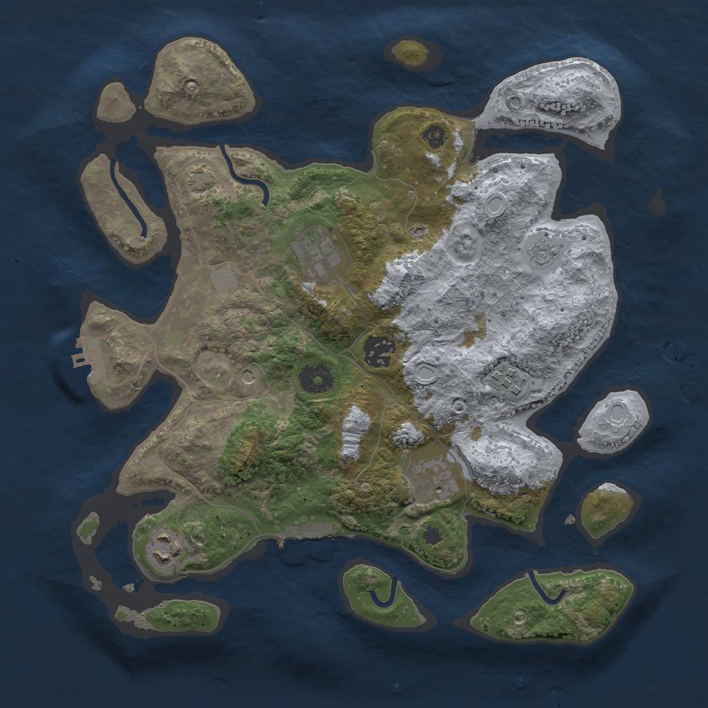 Rust Map: Procedural Map, Size: 3250, Seed: 1948433647, 13 Monuments