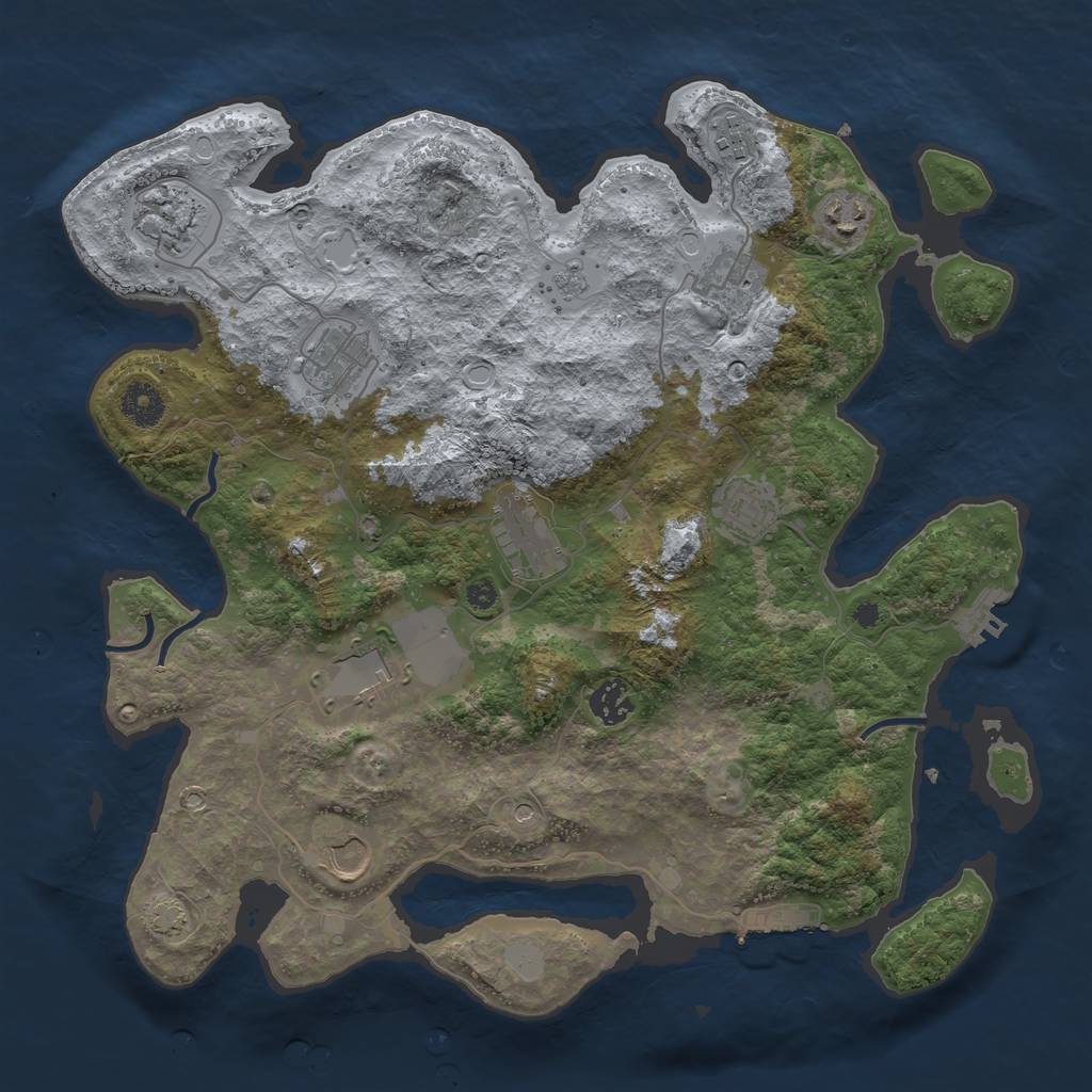 Rust Map: Procedural Map, Size: 3750, Seed: 57266409, 18 Monuments