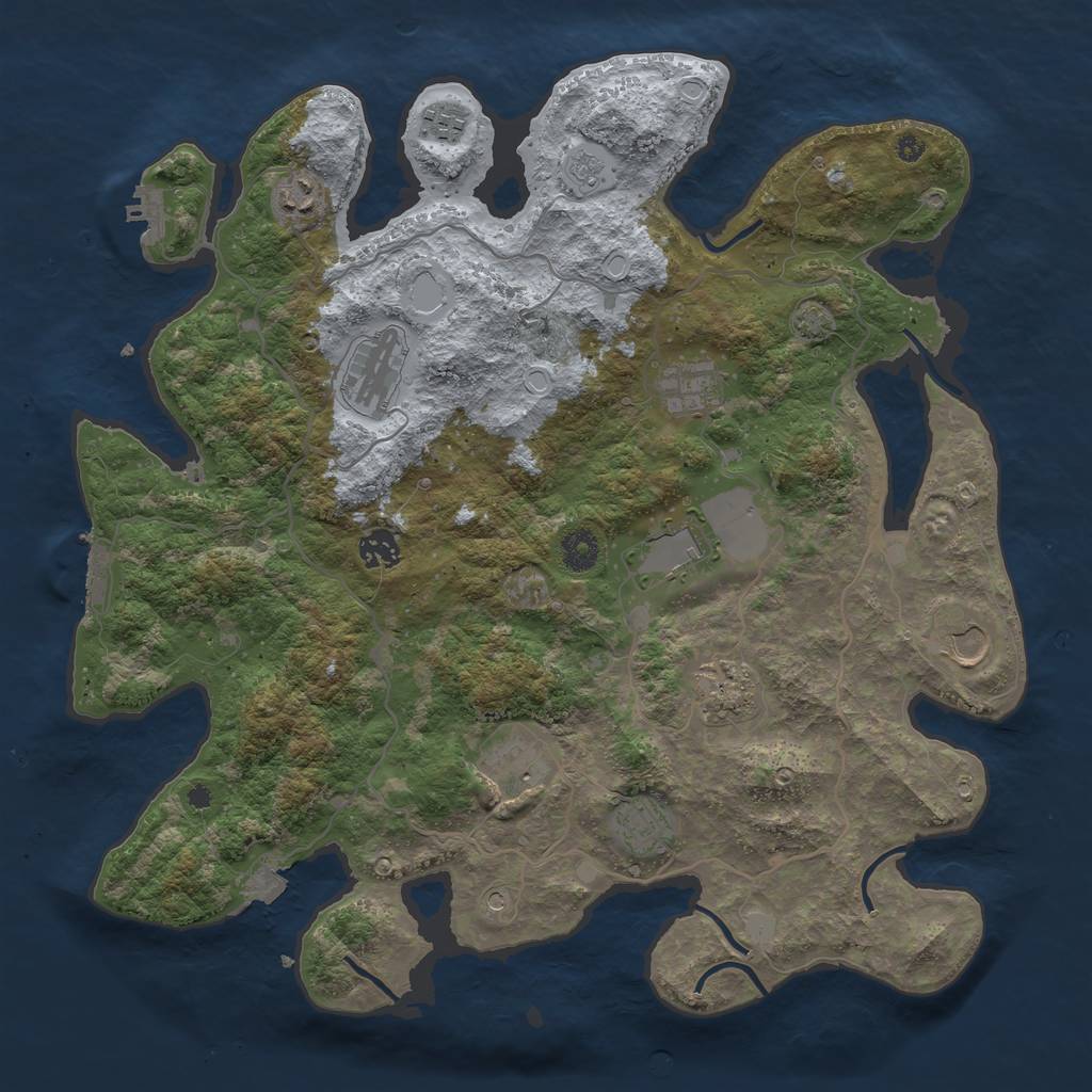 Rust Map: Procedural Map, Size: 4000, Seed: 294319236, 18 Monuments