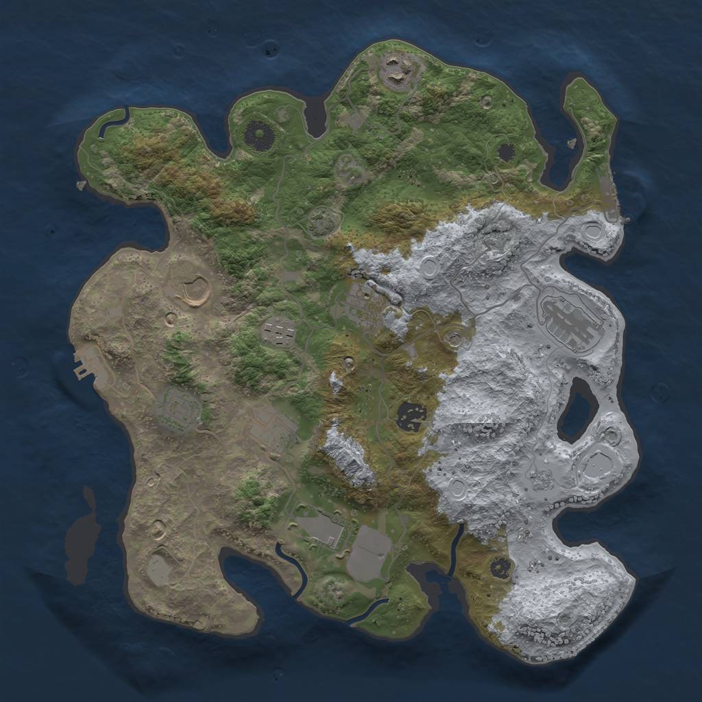 Rust Map: Procedural Map, Size: 3500, Seed: 9076566, 17 Monuments