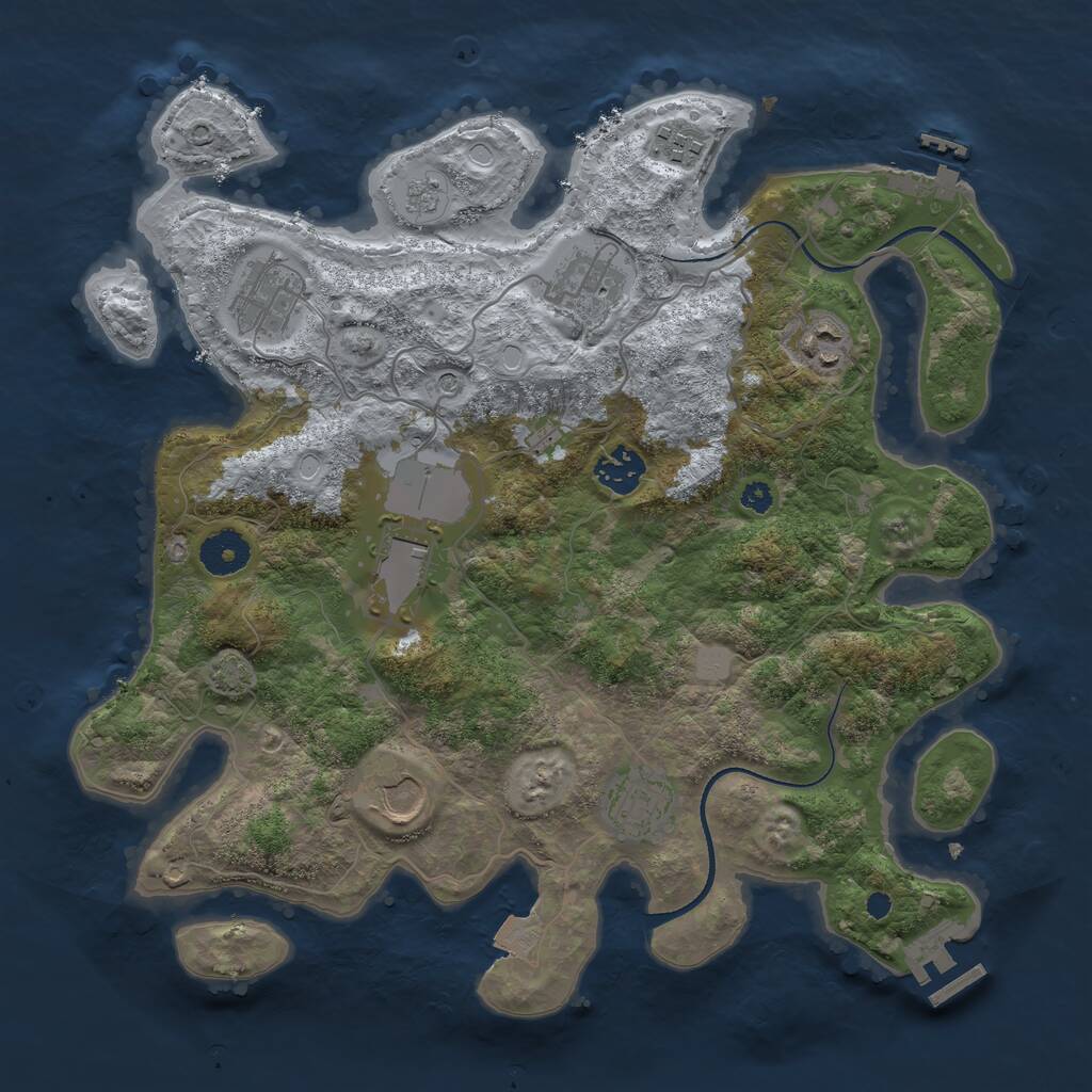 Rust Map: Procedural Map, Size: 3500, Seed: 891563, 14 Monuments