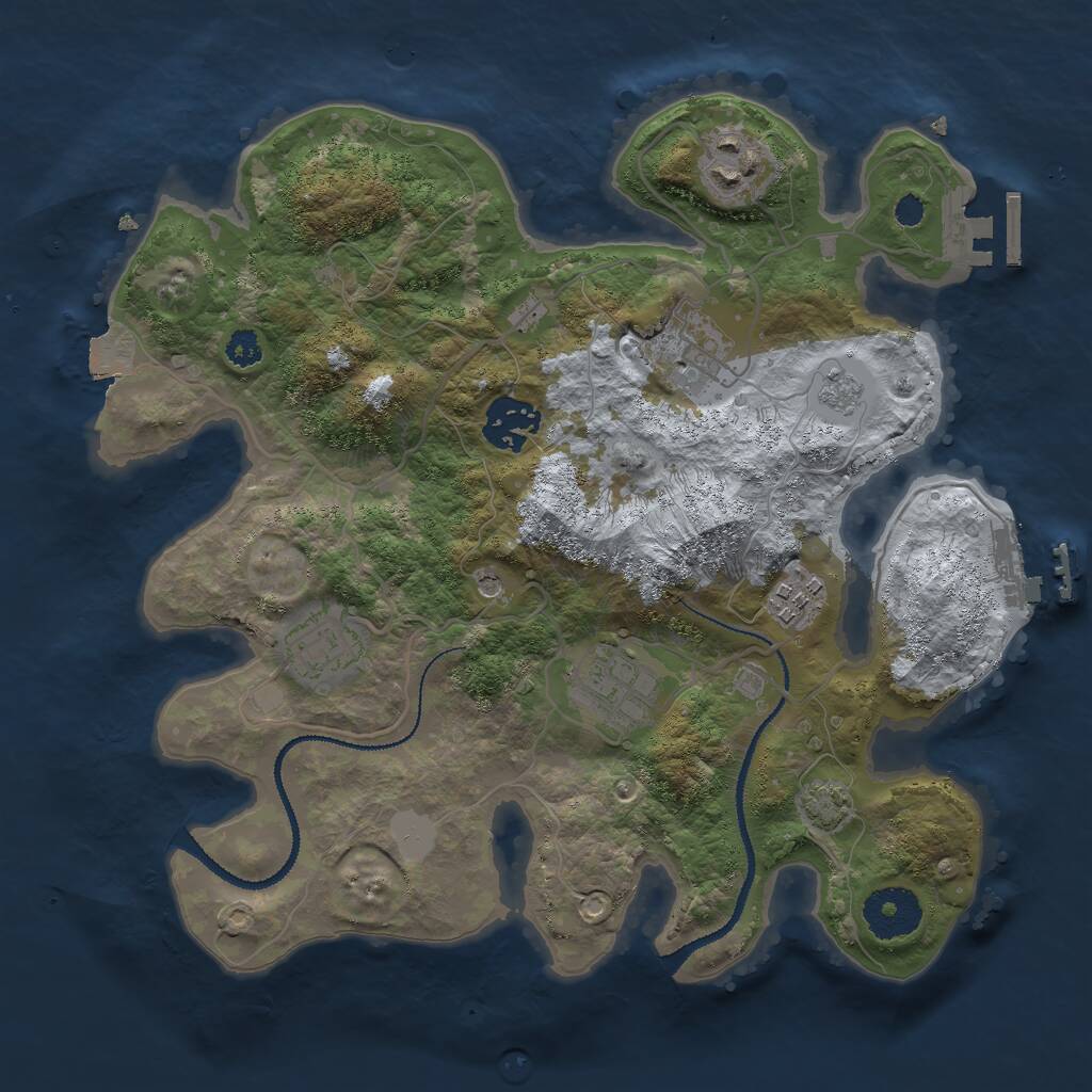 Rust Map: Procedural Map, Size: 3000, Seed: 232323, 12 Monuments