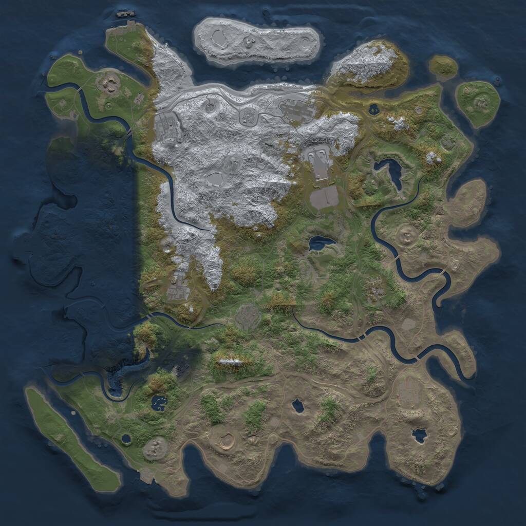 Rust Map: Procedural Map, Size: 4800, Seed: 606432493, 17 Monuments
