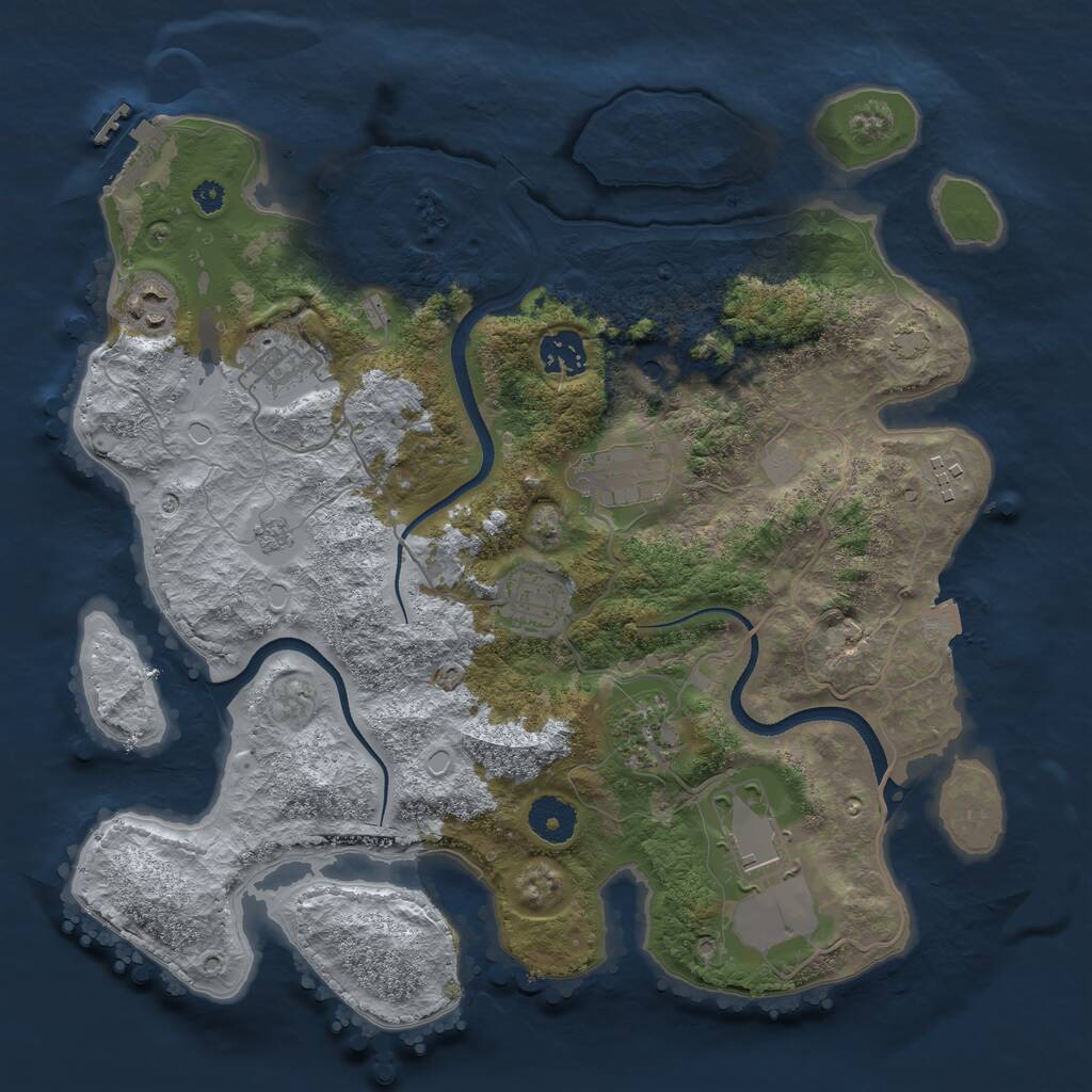 Rust Map: Procedural Map, Size: 3500, Seed: 365068830, 13 Monuments