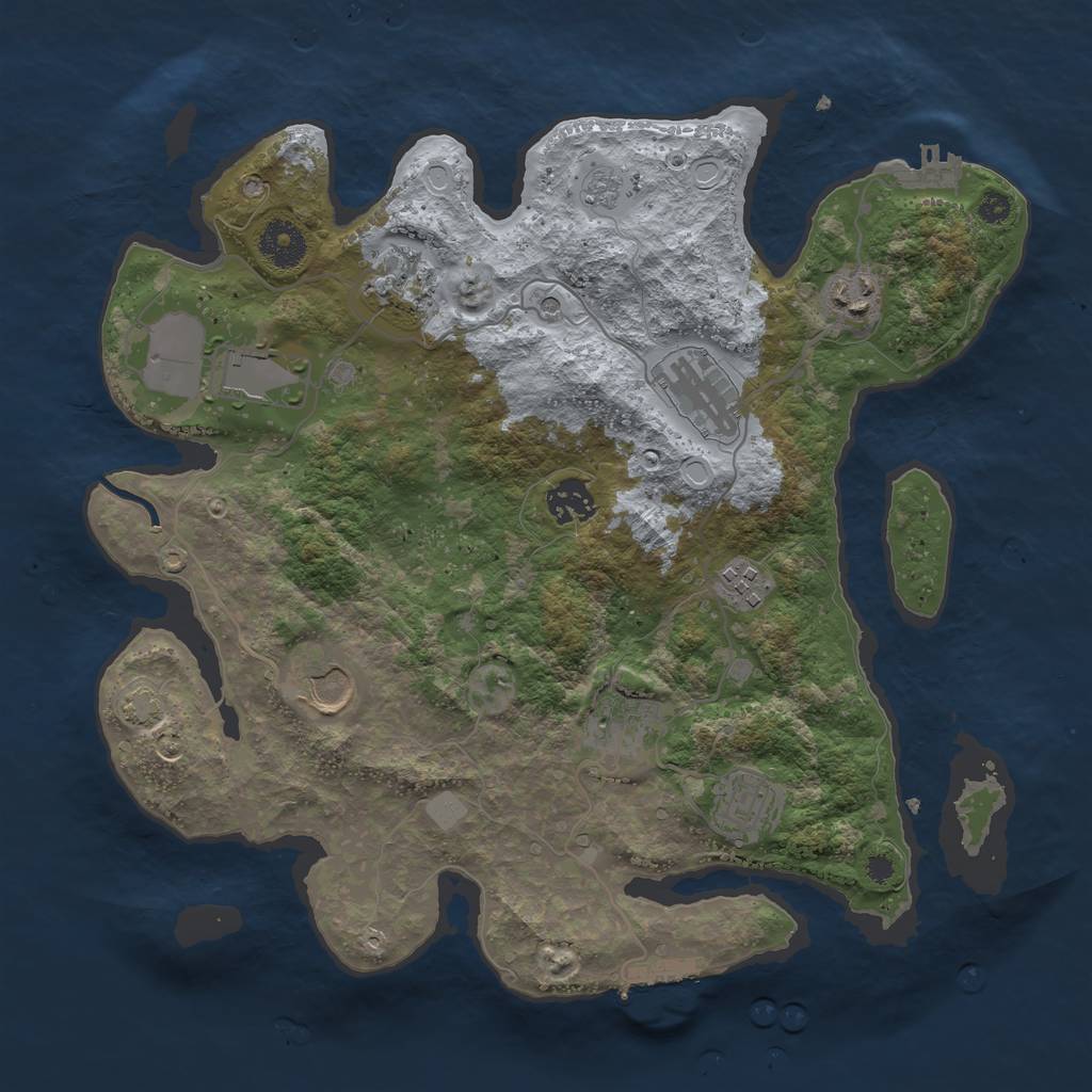 Rust Map: Procedural Map, Size: 3500, Seed: 543274691, 17 Monuments