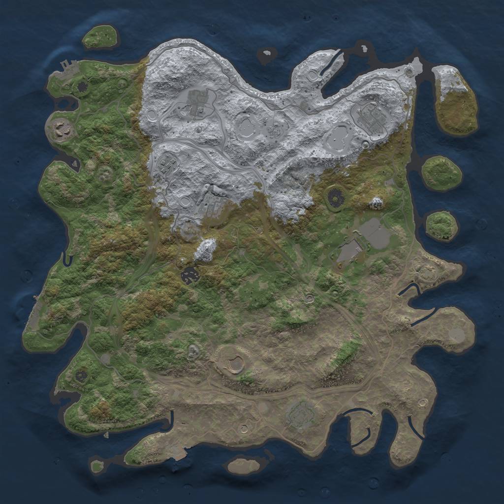 Rust Map: Procedural Map, Size: 4250, Seed: 993047207, 17 Monuments
