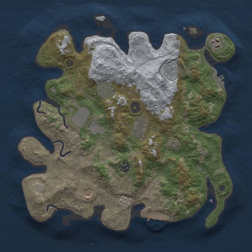 Rust Map: Procedural Map, Size: 3500, Seed: 1314308347, 16 Monuments