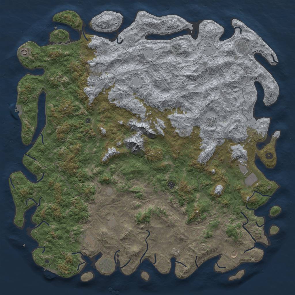 Rust Map: Procedural Map, Size: 6000, Seed: 20030221, 18 Monuments