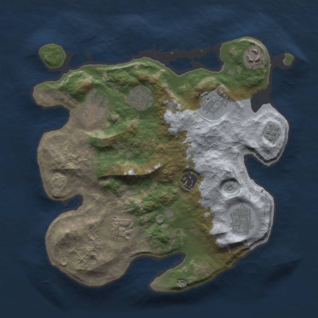 Rust Map: Barren, Size: 3000, Seed: 35232, 12 Monuments