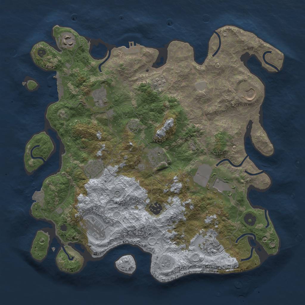 Rust Map: Procedural Map, Size: 3750, Seed: 190956052, 18 Monuments