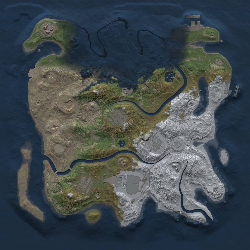Rust Map: Procedural Map, Size: 3500, Seed: 258154552, 14 Monuments