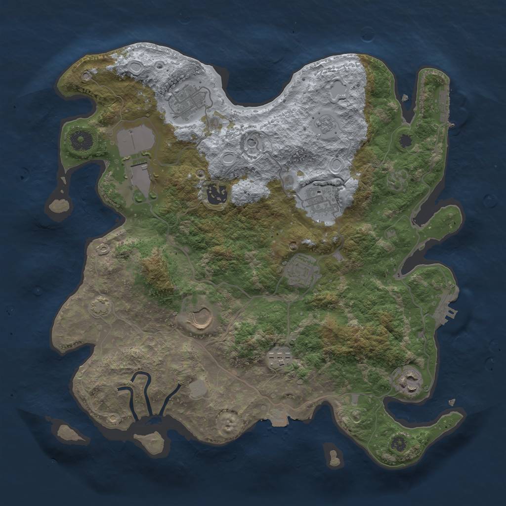 Rust Map: Procedural Map, Size: 3500, Seed: 744705184, 16 Monuments