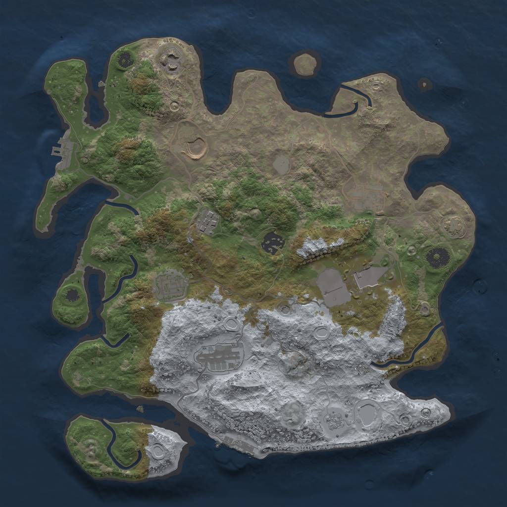 Rust Map: Procedural Map, Size: 3500, Seed: 1876003442, 16 Monuments