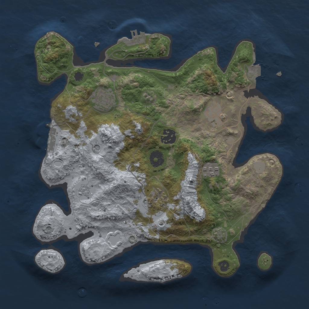 Rust Map: Procedural Map, Size: 3000, Seed: 1741601112, 13 Monuments