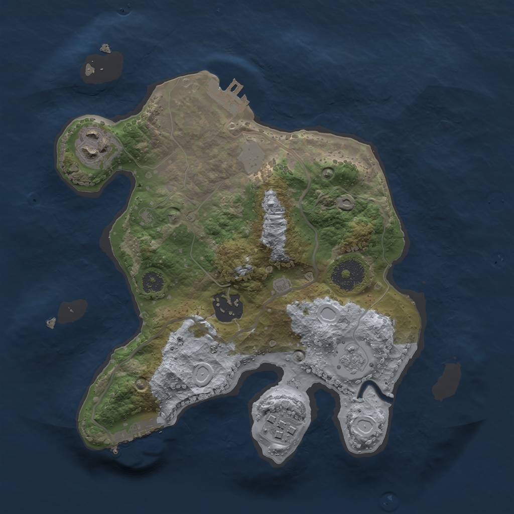 Rust Map: Procedural Map, Size: 2500, Seed: 37496997, 9 Monuments