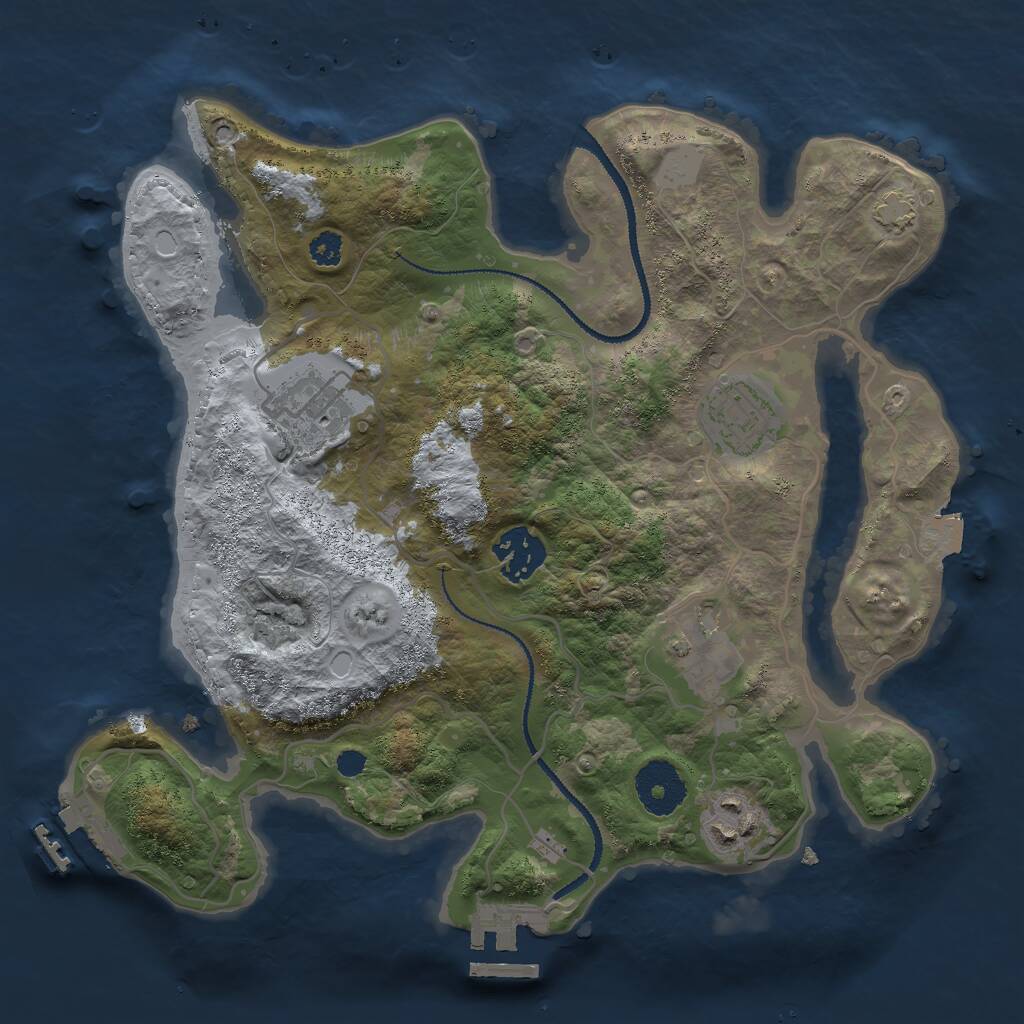 Rust Map: Procedural Map, Size: 3000, Seed: 1234560987, 9 Monuments