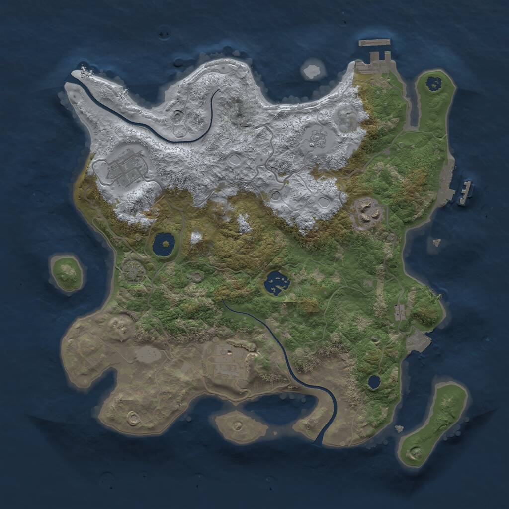 Rust Map: Procedural Map, Size: 3250, Seed: 1488517707, 10 Monuments