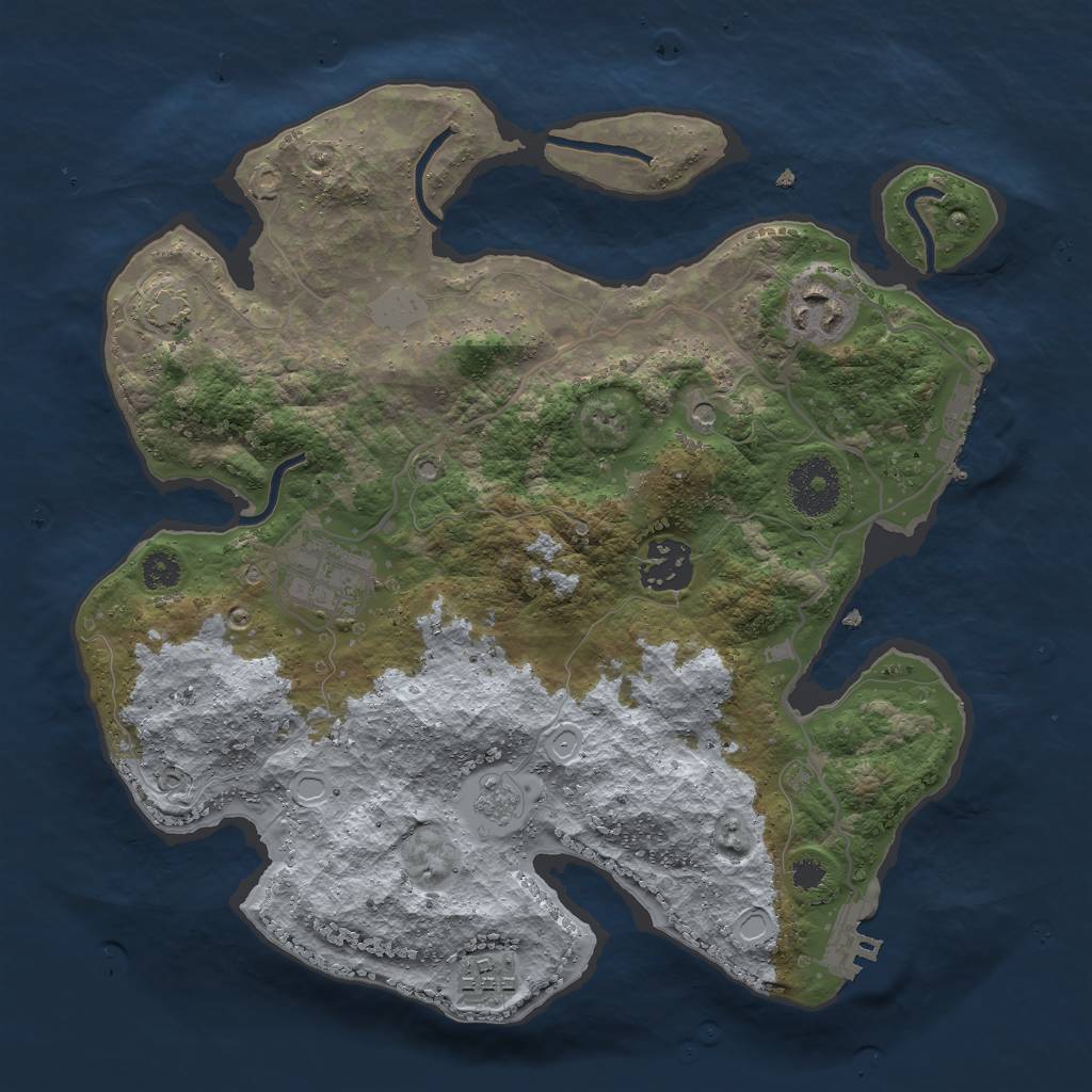 Rust Map: Procedural Map, Size: 3000, Seed: 42635, 12 Monuments