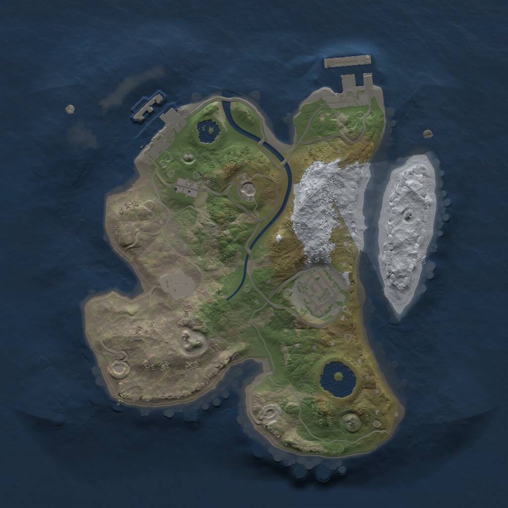 Rust Map: Procedural Map, Size: 2200, Seed: 1246575970, 5 Monuments