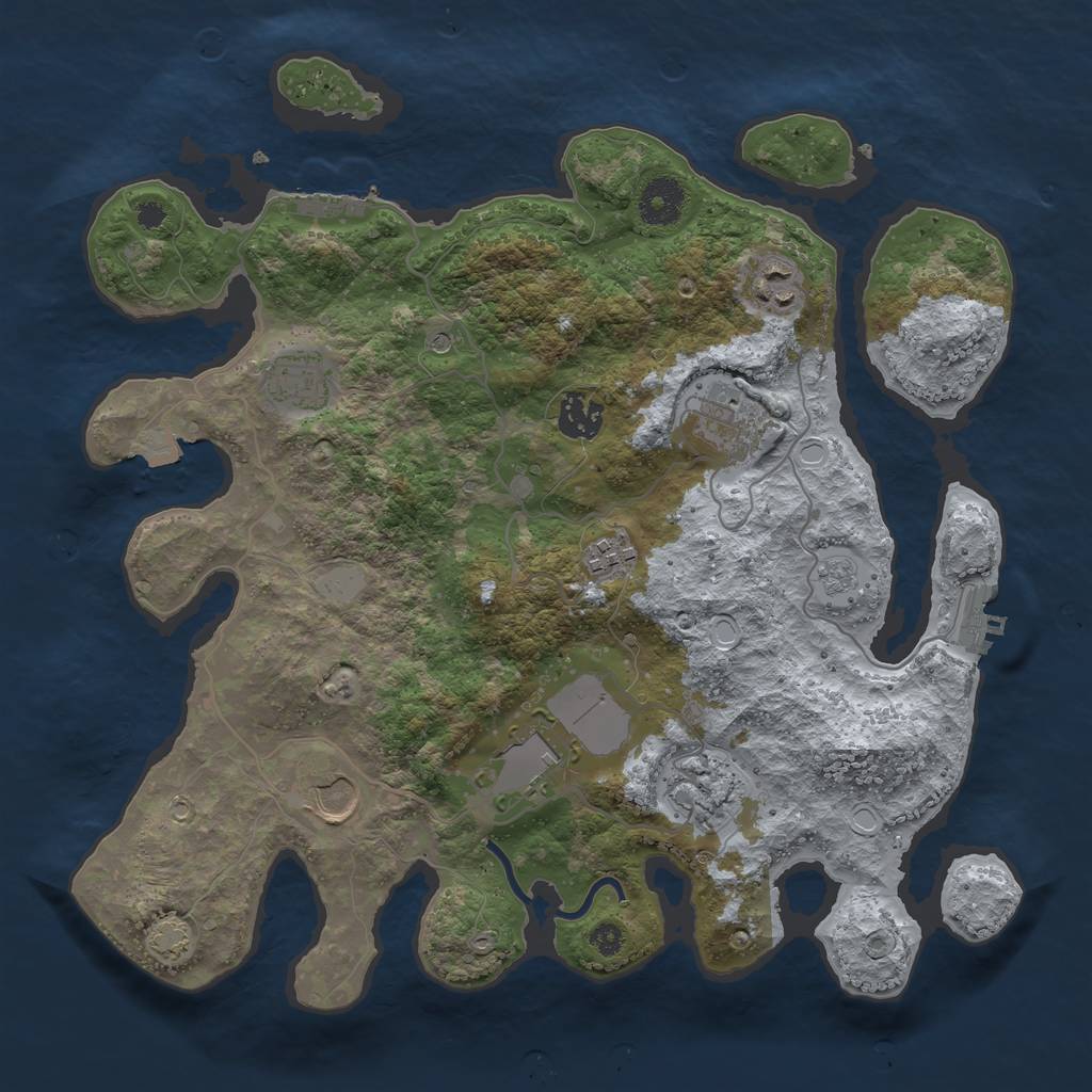 Rust Map: Procedural Map, Size: 3500, Seed: 1361925632, 16 Monuments