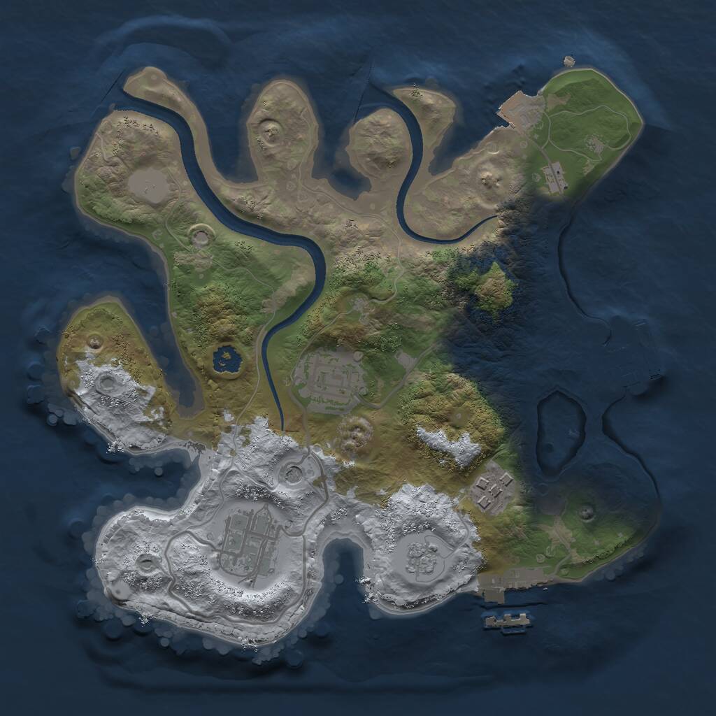Rust Map: Procedural Map, Size: 2500, Seed: 689777, 8 Monuments
