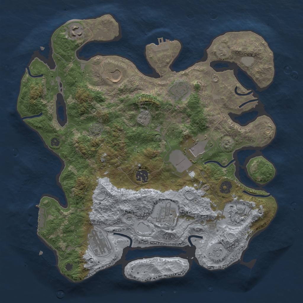 Rust Map: Procedural Map, Size: 3500, Seed: 1227175510, 17 Monuments