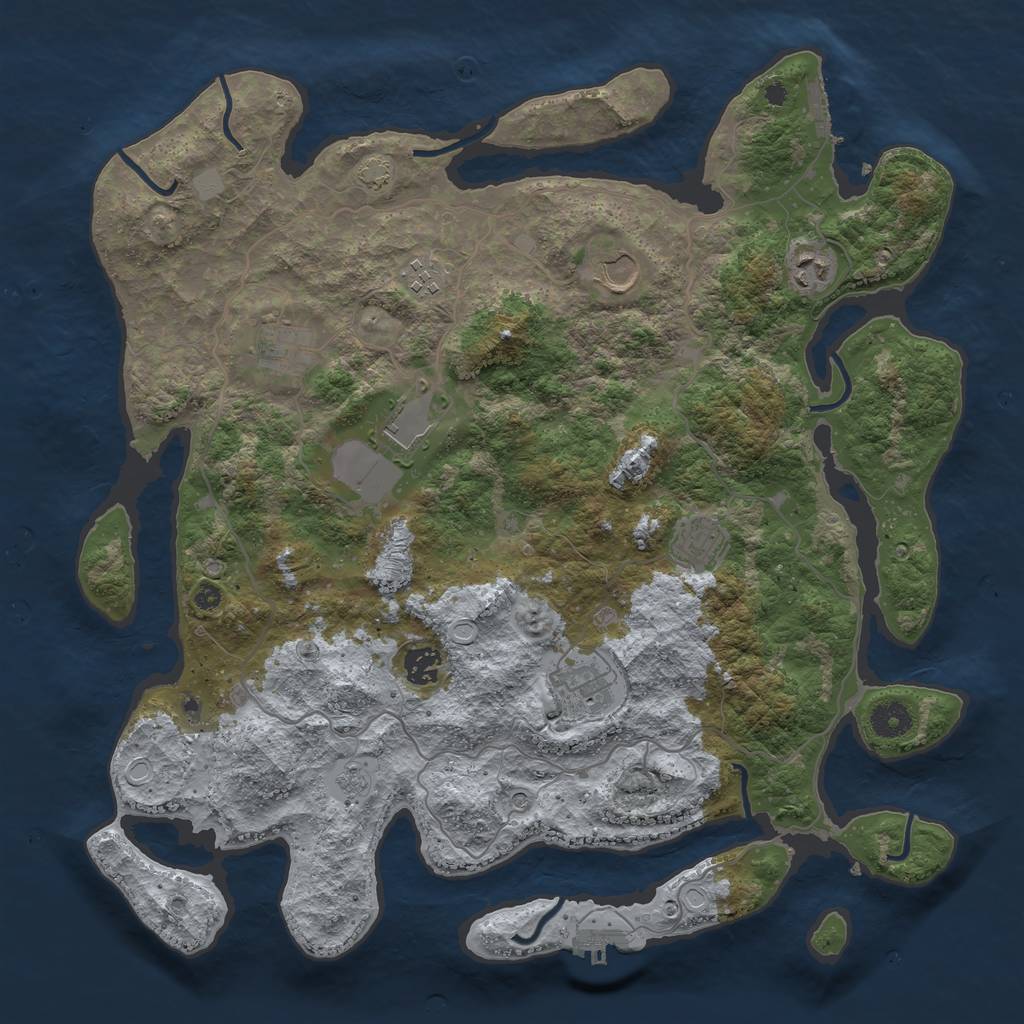 Rust Map: Procedural Map, Size: 4000, Seed: 1910234455, 16 Monuments