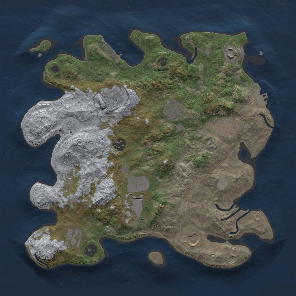 Rust Map: Procedural Map, Size: 3500, Seed: 836516829, 15 Monuments