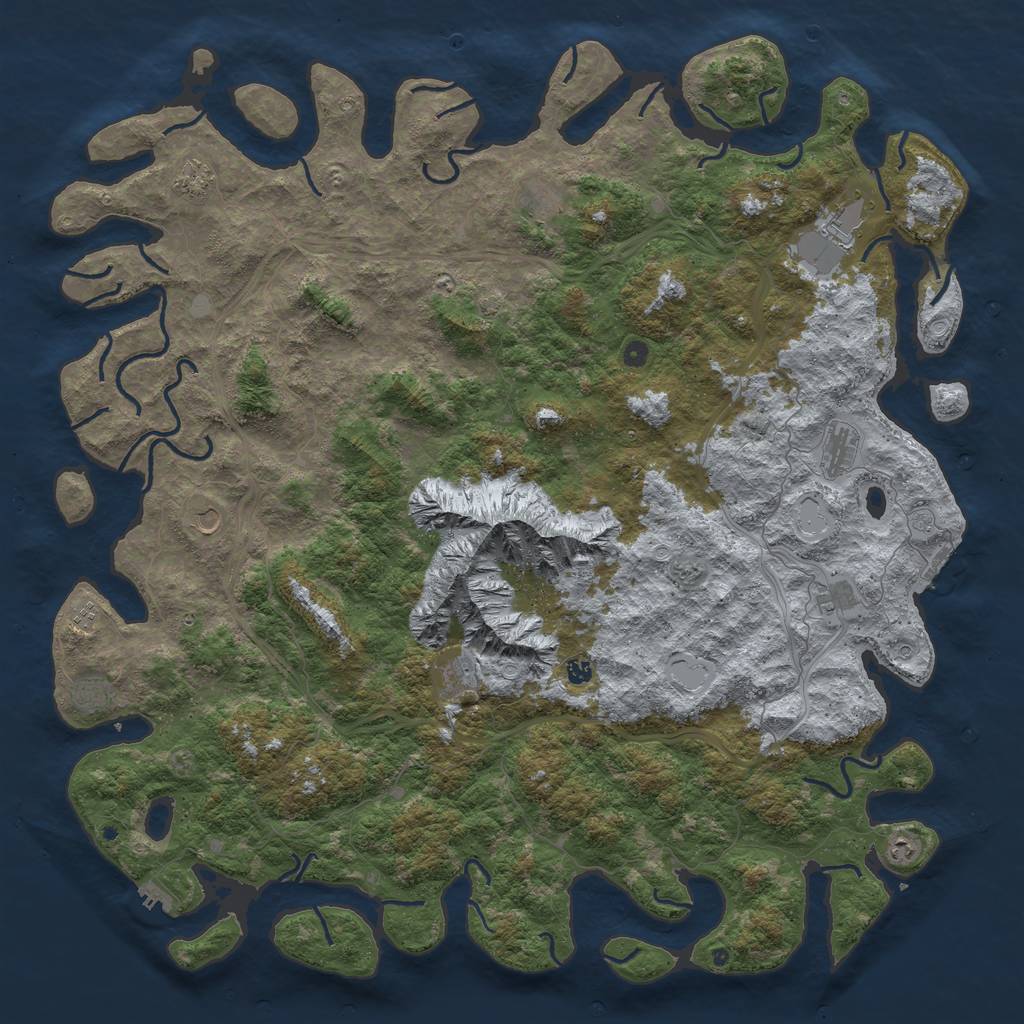 Rust Map: Procedural Map, Size: 6000, Seed: 1689, 18 Monuments