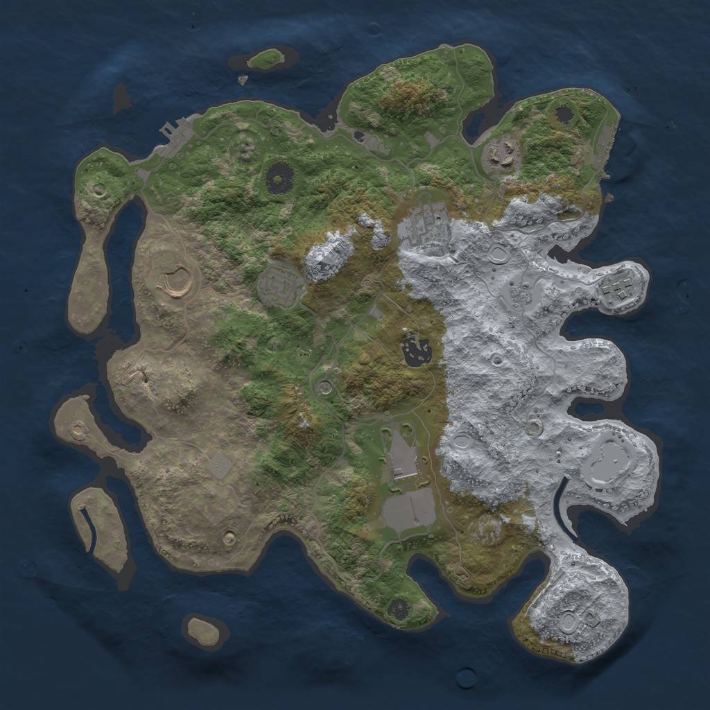 Rust Map: Procedural Map, Size: 3500, Seed: 1029342968, 14 Monuments