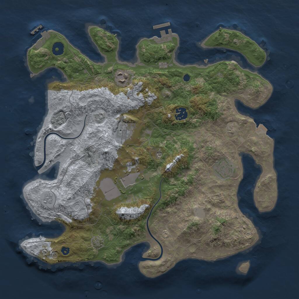 Rust Map: Procedural Map, Size: 3500, Seed: 1325058680, 12 Monuments