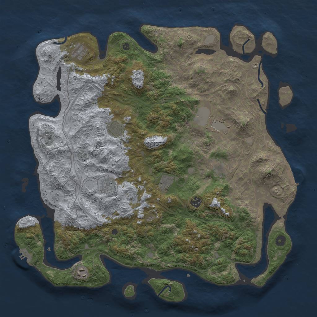 Rust Map: Procedural Map, Size: 4500, Seed: 1865919932, 16 Monuments
