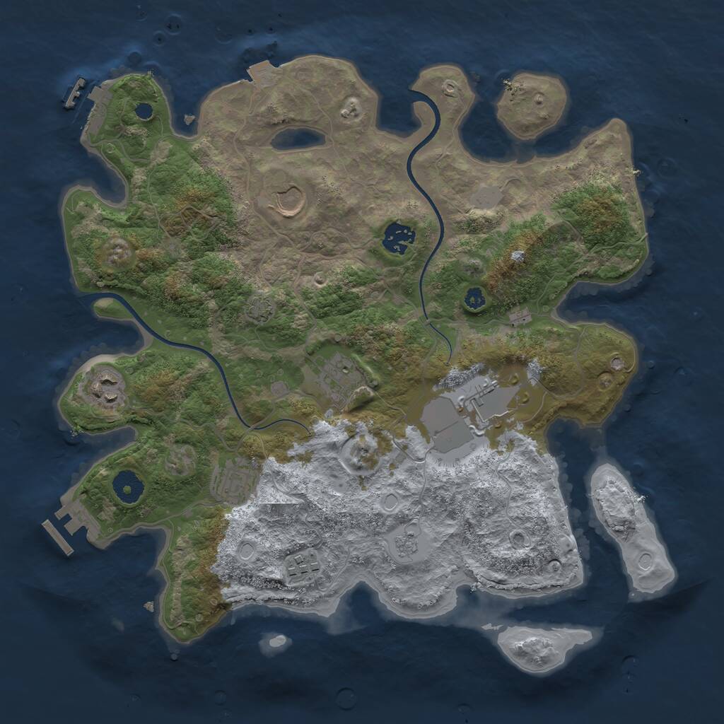 Rust Map: Procedural Map, Size: 3500, Seed: 1852125368, 12 Monuments