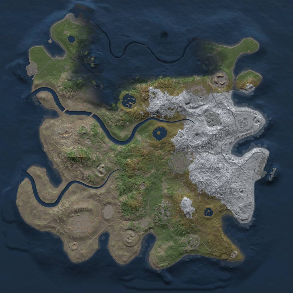 Rust Map: Procedural Map, Size: 3250, Seed: 899494399, 14 Monuments