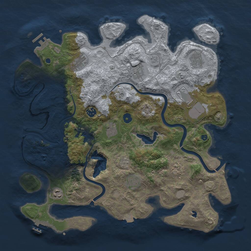 Rust Map: Procedural Map, Size: 4000, Seed: 900321, 16 Monuments